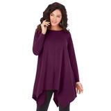 Plus Size Women's Handkerchief Hem Ultimate Tunic by Roaman's in Dark Berry (Size 5X) Long Shirt