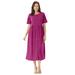 Plus Size Women's Button-Front Essential Dress by Woman Within in Raspberry Polka Dot (Size 1X)