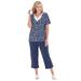 Plus Size Women's 2-Piece Tunic and Capri Set by Woman Within in Navy Ditsy (Size 1X)