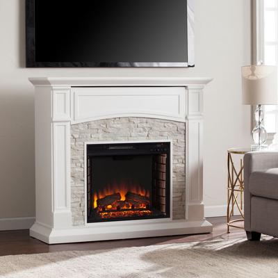 Seneca Electric Media Fireplace by SEI Furniture in White