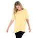 Plus Size Women's Perfect Cuffed Elbow-Sleeve Boat-Neck Tee by Woman Within in Banana (Size 5X) Shirt