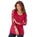 Plus Size Women's Lattice-Sleeve Ultimate Tee by Roaman's in Classic Red (Size 18/20) Shirt