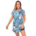 Plus Size Women's Longer Length Short-Sleeve Swim Tunic by Swim 365 in Blue Abstract (Size 36)