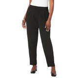 Plus Size Women's Stretch Knit Crepe Straight Leg Pants by Jessica London in Black (Size 16 W) Stretch Trousers