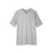 Men's Big & Tall Shrink-Less™ Lightweight Longer-Length V-neck T-shirt by KingSize in Heather Grey (Size 6XL)