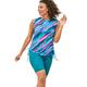 Plus Size Women's Chlorine Resistant Swim Tank Coverup with Side Ties by Swim 365 in Teal Painterly Stripes (Size 18/20) Swimsuit Cover Up