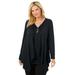 Plus Size Women's Layered look long top with sequined inset by Woman Within in Black (Size M) Shirt