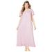 Plus Size Women's Long Floral Print Cotton Gown by Dreams & Co. in Pink Ditsy (Size M) Pajamas