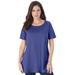 Plus Size Women's Swing Ultimate Tee with Keyhole Back by Roaman's in Ultra Blue (Size 5X) Short Sleeve T-Shirt