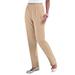 Plus Size Women's Straight-Leg Soft Knit Pant by Roaman's in New Khaki (Size S) Pull On Elastic Waist