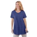 Plus Size Women's Embroidered Eyelet Pintucked Tunic by Woman Within in Ultra Blue (Size 1X)
