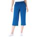 Plus Size Women's Elastic-Waist Knit Capri Pant by Woman Within in Bright Cobalt (Size L)