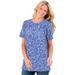 Plus Size Women's Thermal Short-Sleeve Satin-Trim Tee by Woman Within in French Blue Dancing Floral (Size 3X) Shirt