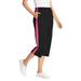 Plus Size Women's Side-Stripe Cotton French Terry Capri by Woman Within in Black Raspberry Sorbet (Size 26/28)