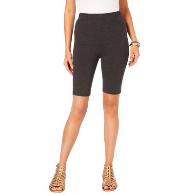 Plus Size Women's Essential Stretch Bike Short by Roaman's in Heather Charcoal (Size 6X) Cycle Gym Workout
