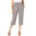 Plus Size Women's Soft Knit Capri Pant by Roaman's in Medium Heather Grey (Size 6X) Pull On Elastic Waist