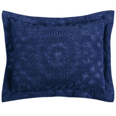 Rio Collection Tufted Chenille Sham by Better Trends in Navy (Size EURO)