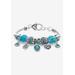 Women's Antique Silvertone Simulated Birthstone 8" Charm Bracelet by PalmBeach Jewelry in March