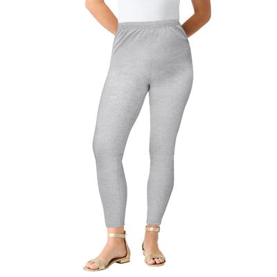 Plus Size Women's Plus Size Ankle Length Essential Stretch Legging by Roaman's in Heather Grey (Size 2X) Activewear Workout Yoga Pants