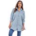 Plus Size Women's Kate Tunic Big Shirt by Roaman's in Pale Blue (Size 24 W) Button Down Tunic Shirt