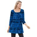 Plus Size Women's Tie-Dye Smocked Square-Neck Tunic by Woman Within in Bright Cobalt Tie Dye (Size 30/32)