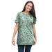 Plus Size Women's Perfect Printed Short-Sleeve Crewneck Tee by Woman Within in Sage Blossom Vine (Size 3X) Shirt