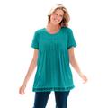 Plus Size Women's Lace-Trim Pintucked Tunic by Woman Within in Waterfall (Size L)