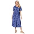 Plus Size Women's Button-Front Essential Dress by Woman Within in Navy Pretty Blossom (Size 2X)