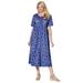Plus Size Women's Button-Front Essential Dress by Woman Within in Navy Pretty Blossom (Size 2X)