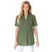 Plus Size Women's Pintucked Half-Button Tunic by Woman Within in Olive Green (Size 1X)