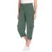 Plus Size Women's Pull-On Knit Cargo Capri by Woman Within in Pine (Size 14/16) Pants
