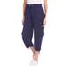 Plus Size Women's Pull-On Knit Cargo Capri by Woman Within in Navy (Size 26/28) Pants