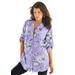 Plus Size Women's English Floral Big Shirt by Roaman's in Lavender Romantic Rose (Size 36 W) Button Down Tunic Shirt Blouse