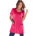 Plus Size Women's Two-Pocket Soft Knit Tunic by Roaman's in Pink Burst (Size 1X) Long T-Shirt