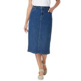 Plus Size Women's Stretch Jean Skirt by Woman Within in Medium Stonewash (Size 28 W)