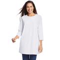 Plus Size Women's Perfect Three-Quarter Sleeve Crewneck Tunic by Woman Within in White (Size 26/28)