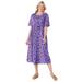 Plus Size Women's Button-Front Essential Dress by Woman Within in Radiant Purple Pretty Blossom (Size S)