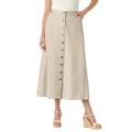 Plus Size Women's Perfect Cotton Button Front Skirt by Woman Within in Natural Khaki (Size 16 WP)