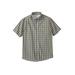 Men's Big & Tall Short Sleeve Wrinkle-Free Sport Shirt by KingSize in Safari Green Check (Size 8XL)