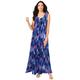 Plus Size Women's Button-Front Crinkle Dress with Princess Seams by Roaman's in Cool Abstract Ikat (Size 22/24)