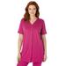 Plus Size Women's 7-Day Short-Sleeve Baseball Tunic by Woman Within in Raspberry (Size 34/36)
