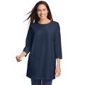 Plus Size Women's Perfect Three-Quarter Sleeve Crewneck Tunic by Woman Within in Navy (Size 14/16)