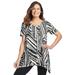 Plus Size Women's Sharkbite trapeze tunic by Woman Within in Black Patchwork Bamboo (Size 5X)