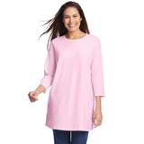 Plus Size Women's Perfect Three-Quarter Sleeve Crewneck Tunic by Woman Within in Pink (Size 38/40)