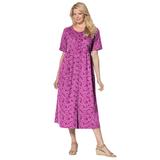 Plus Size Women's Button-Front Essential Dress by Woman Within in Raspberry Pretty Blossom (Size 4X)