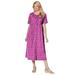 Plus Size Women's Button-Front Essential Dress by Woman Within in Raspberry Pretty Blossom (Size 4X)