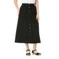 Plus Size Women's Perfect Cotton Button Front Skirt by Woman Within in Black (Size 34 WP)
