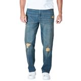 Men's Big & Tall Liberty Blues™ Straight-Fit Stretch 5-Pocket Jeans by Liberty Blues in Distressed (Size 42 40)