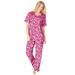 Plus Size Women's Floral Henley PJ Set by Dreams & Co. in Strawberry Roses (Size 2X) Pajamas