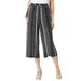 Plus Size Women's Pull-On Elastic Waist Soft Capri by Woman Within in Black Batik Stripe (Size 34 W) Pants